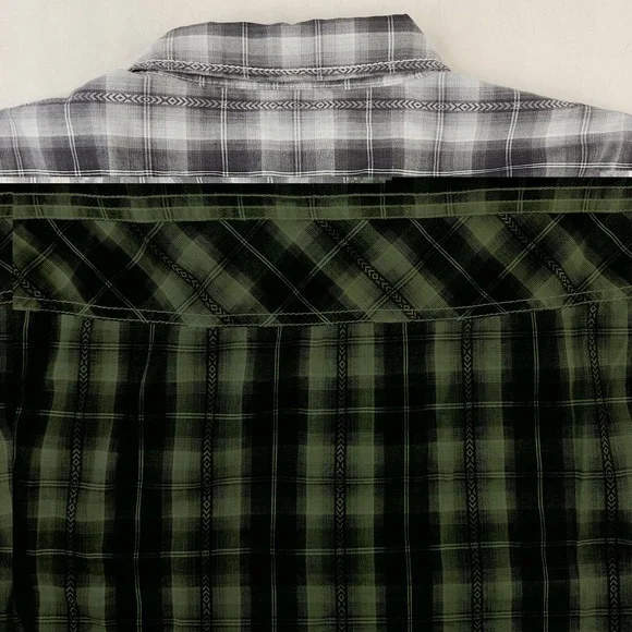 BKE Buckle Shirt Men XL Western Black Gray White Plaid Long Sleeve Metal Buttons - Picture 11 of 12